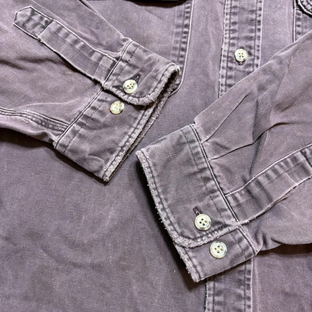 Vtg Carhartt Shirt Mens Large Purple Twill Button Up LS Faded Distressed 90s - Picture 12 of 16
